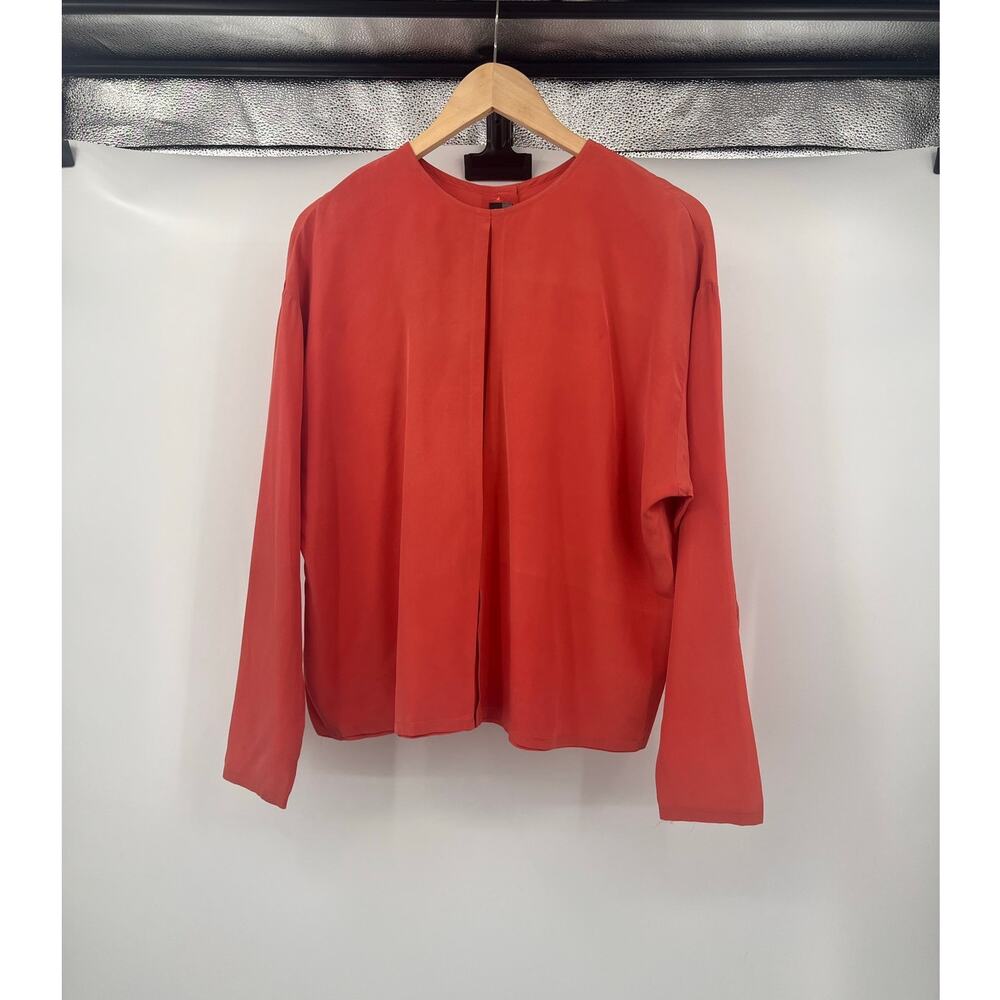 Vtg Silk Apricot Pink Blouse Linda Allard Ellen Tracy sz 12 workwear Office